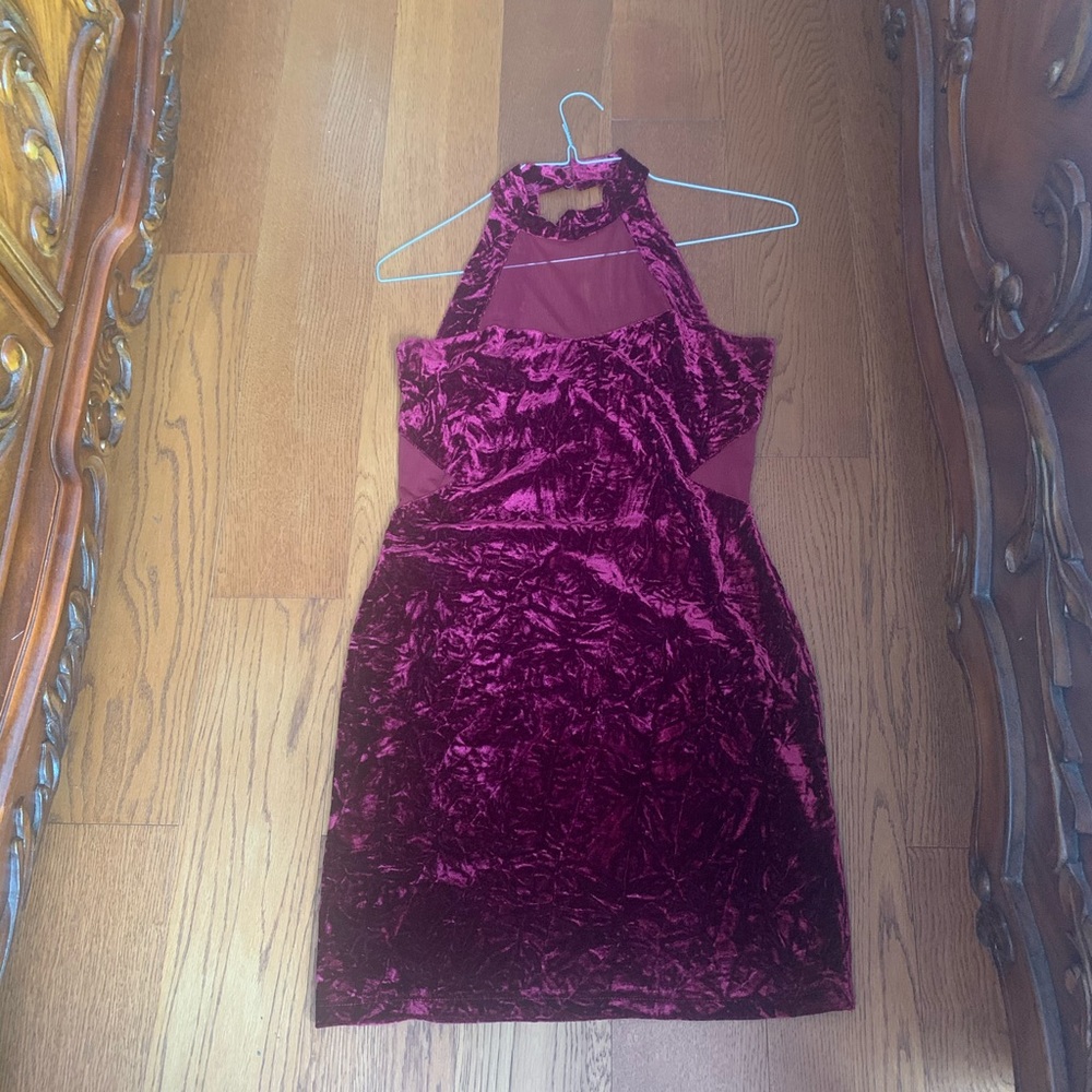 Maroon red suede dress
